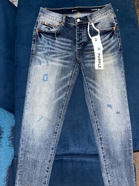 Purple Men's Skinny Jeans in Light Washed Blue